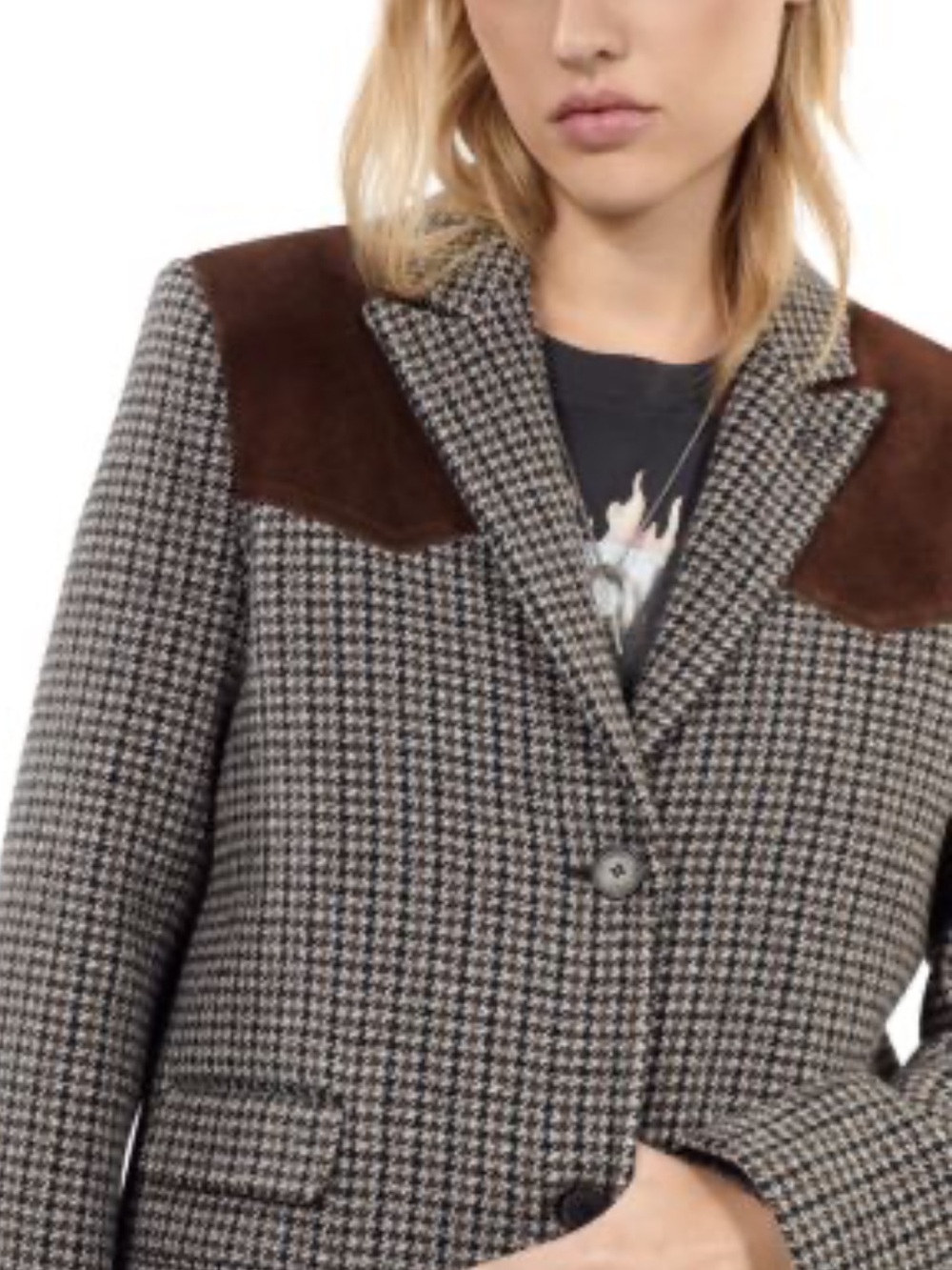 New The Kooples Wool Houndstooth Blazer • SM